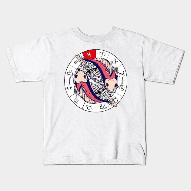 Pisces star sign, zodiac sign horoscope Kids T-Shirt by 2P-Design